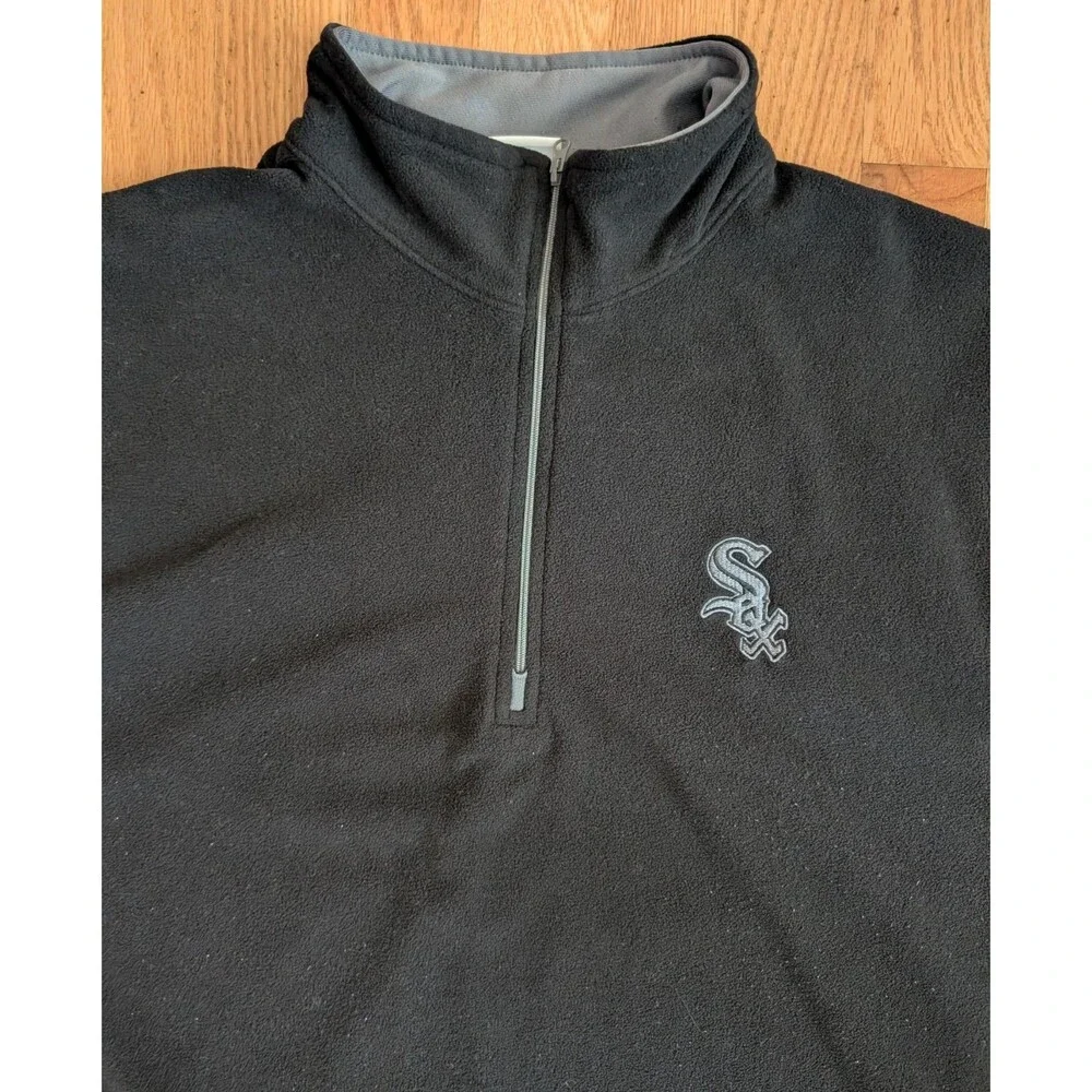 Chicago White Sox Fleece Pullover Mens XL Black 1/4 Zip Long Sleeve Majestic